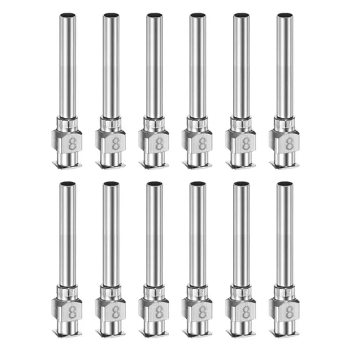 HARFINGTON 12 agujas dispensadoras de acero inoxidable de calibre 8, 1 pulgada, tubo de aguja de pegamento de metal, puntas romas, Luer Lock para