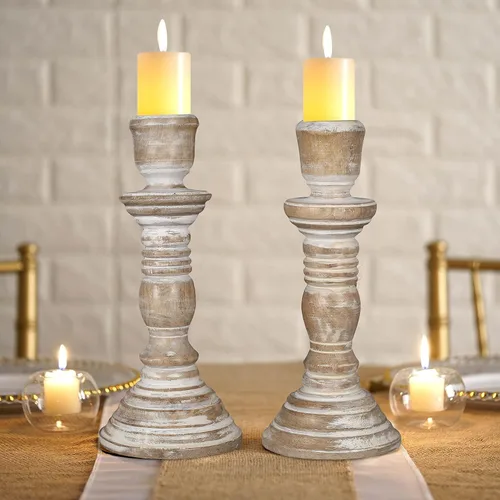 Miniatura 15 de Juego de 3 portavelas de pilar de madera hecho a mano, ideal para velas LED y pilares, regalo para bodas, Navidad, fiestas, hogar, spa, reiki