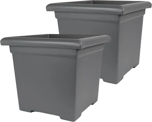 Miniatura 25 de The HC Companies Maceta cuadrada Accent con drenaje – Macetas clásicas para plantas de exterior y plantas de interior – Maceta cuadrada ligera