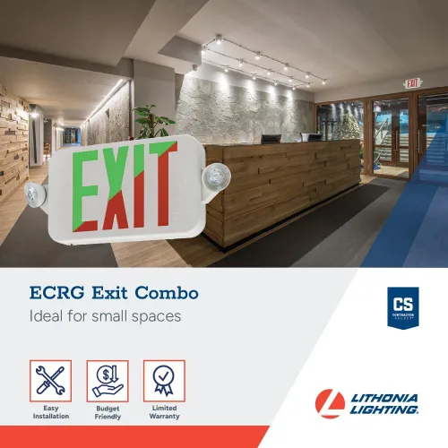 Miniatura 2 de Lithonia Lighting Basics - Señal de salida LED / luz de emergencia, señal de salida conmutable rojo/verde y luces de emergencia para negocios