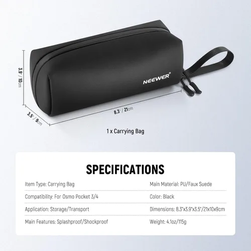 Miniatura 8 de NEEWER Bolsa de transporte para bolsillo 4 bolsillos 3, protección a prueba de polvo, a prueba de salpicaduras, absorción de golpes, resistente a