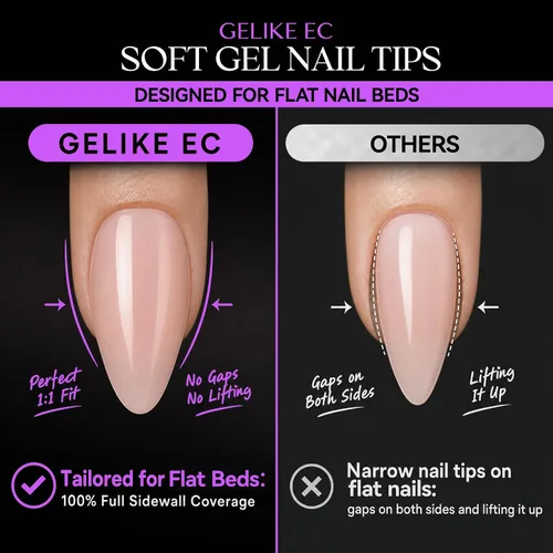 Miniatura 2 de Gelike EC Kit de 240 Puntas de Uñas de Gel Suave - Extensiones de Uñas Completas con Cobertura Transparente - Puntas de Uñas Postizas de Gel