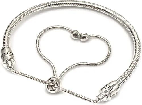 Miniatura 3 de Auténtica pulsera Bolenvi de plata de ley 925 de tamaño ajustable compatible con dijes de cuentas Pandora Metal