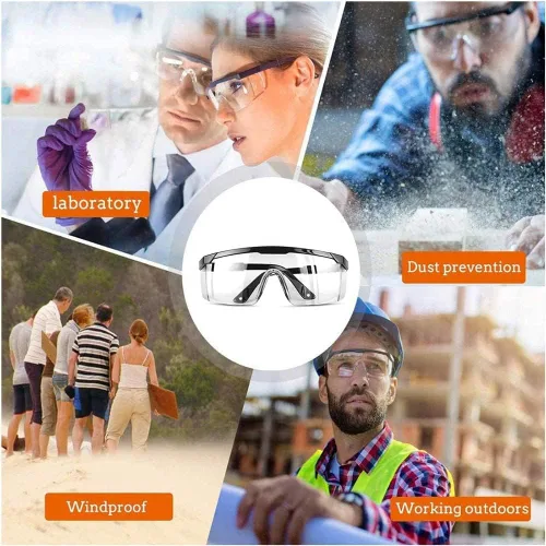 Miniatura 8 de Paquete de 3 gafas de seguridad, gafas protectoras antivaho para los ojos, resistentes a los arañazos, lentes envolventes transparentes y agarres