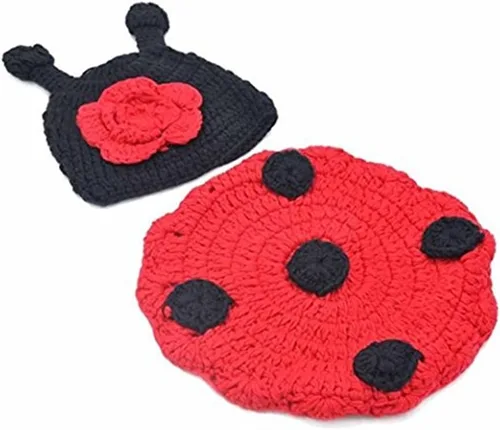 Miniatura 2 de Accesorios de fotografía para bebés recién nacidos, accesorios para sesión de fotos, trajes de ganchillo de punto unisex lindo sombrero pantalones