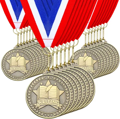 Miniatura 18 de Quelay 30 piezas Medallas de premio de 2" al por mayor, medallas ganadoras de oro con cintas para el cuello, medallas de trofeo de metal, premio