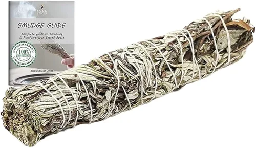 Miniatura 10 de Soul Sticks Paquete de 1 barra de manchas de salvia negra, 9 pulgadas, bendición de la casa de salvia floral, limpia la casa y la energía negativa