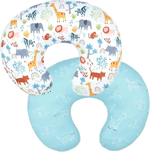 Miniatura 8 de Winmany Funda de almohada de lactancia para bebé, funda de almohada extraíble para lactancia materna, lindo patrón para niñas y niños, funda de Azul