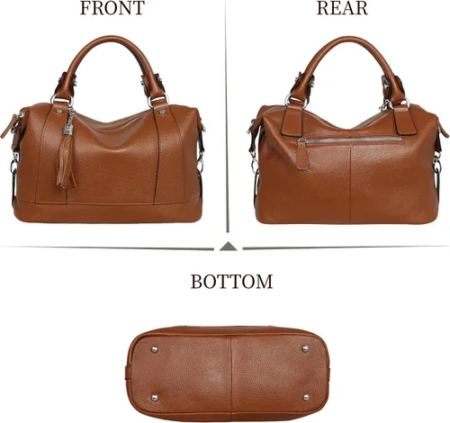 Miniatura 4 de Heshe - Bolsa de hombro de piel para mujer, con asa superior, bolsa cruzada