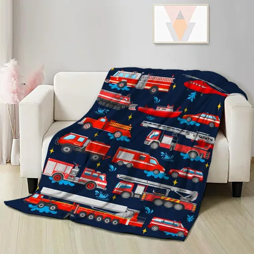 Miniatura 5 de Manta ligera de camiones de bomberos y camiones de bomberos, manta ligera de regalo para niñas y niños, manta suave y divertida de animales