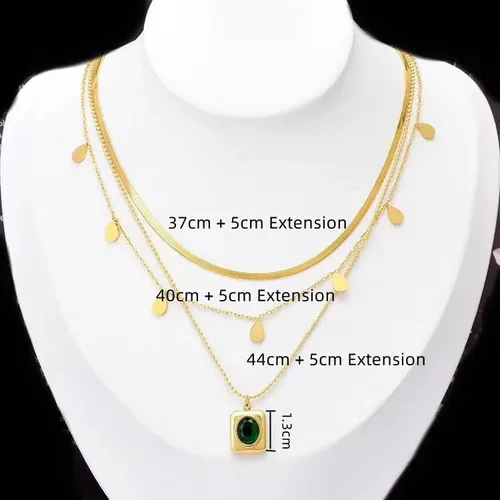 Miniatura 5 de Paxuan Juego de collar de cadena de eslabones en capas de oro de 14 quilates para mujer, gargantilla de cadena de oro, pulseras apilables