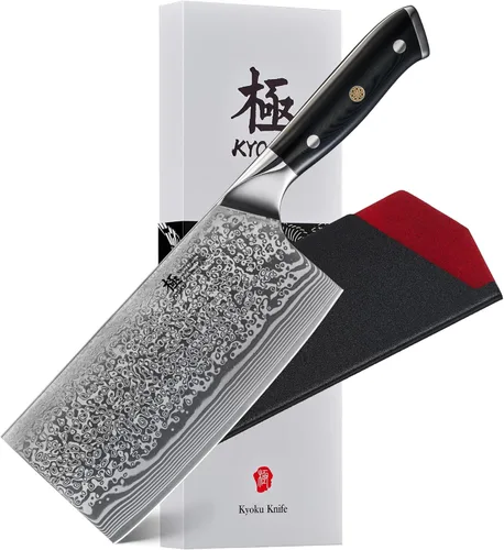 Miniatura 14 de Cuchillo de chef KYOKU - 8" - Cuchillo de cocina estilo japonés de la serie Shogun, hoja de Damasco martillada con núcleo de acero VG10 - con funda