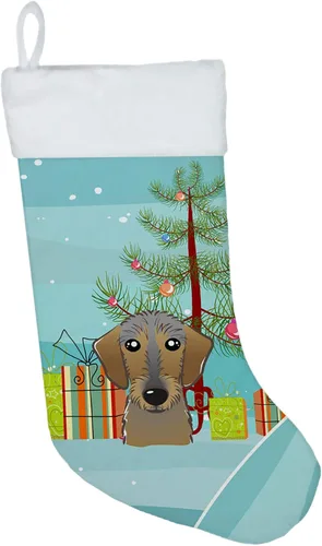 Miniatura 59 de Caroline's Treasures BB1590CS Árbol de Navidad y Alaskan Malamute Calcetines de Navidad para colgar en la chimenea, decoración de fiesta de Navidad