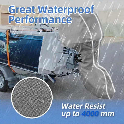 Miniatura 5 de Cubierta Completa para Motor Fuera de Borda 600D Resistente a la Decoloración y Grietas Remolcable, Impermeable y a Prueba de Rayos UV, Cubierta