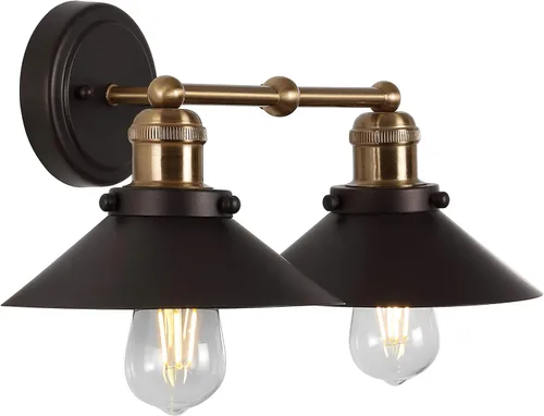 Miniatura 9 de JONATHAN Y JYL7427B JYL7427B del 17 de julio, lámpara de pared de sombra metálica de 44.5 cm con 2 luces, estilo granja contemporáneo transicional