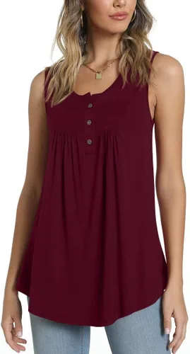 Miniatura 3 de POPYOUNG Camisetas sin mangas de verano Henley con botones