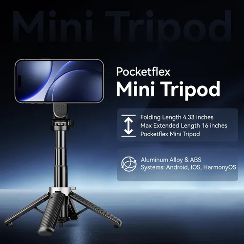 Miniatura 2 de Trípode magnético multifuncional 4 en 1, palo selfie portátil para iPhone y Android con control remoto desmontable y anillo de metal, trípode