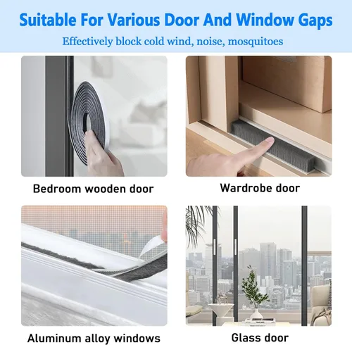 Miniatura 2 de Burlete autoadhesivo gris insonorizante de 33 pies para puertas y ventanas, 0.4 pulgadas de ancho x 0.2 pulgadas de grosor