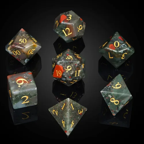 Miniatura 27 de UDIXI Juego de dados de piedras preciosas de amatista, dados DND de piedra de cristal D&D con estuche de regalo para juegos de rol y juegos de mesa