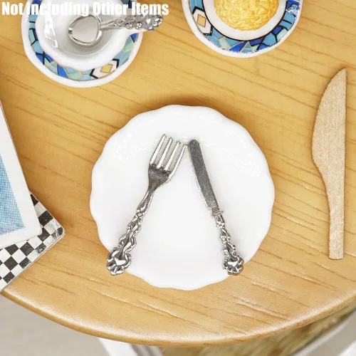 Miniatura 5 de Odoria 1/12 Juego de té de porcelana en miniatura Platos y cubiertos Utensilios de cocina Accesorios para casa de muñecas, azul mediterráneo