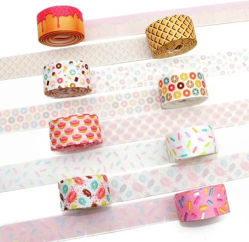 Miniatura 3 de David accessories Cinta de grogrén de rosgrén de 1 pulgada de ancho x 40 yardas en total, 8 rollos de 5 yardas para bricolaje hecho a mano, lazo