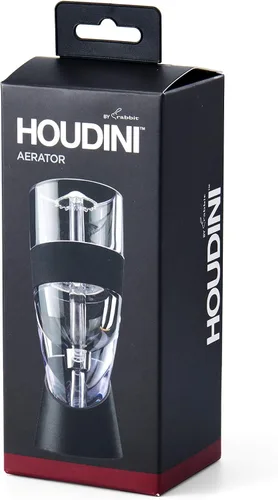 Miniatura 4 de Houdini Aireador de vino tinto con base, 6 pulgadas, negro/plateado