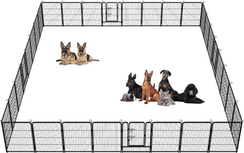 Miniatura 16 de BestPet Extensión de corral para perros 32 pulgadas, 2 paneles Corral resistente para mascotas con ejercicio de metal Paneles de cerca