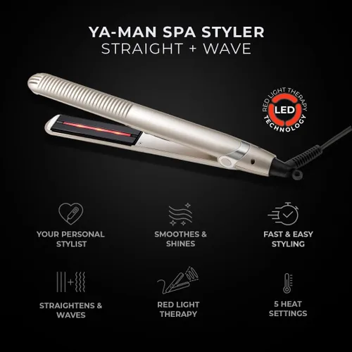 Miniatura 2 de YA-Man Spa Styler - Plancha plana 2 en 1, plancha recta + ondulada, tecnología japonesa avanzada, doble voltaje, placas de turmalina de titanio