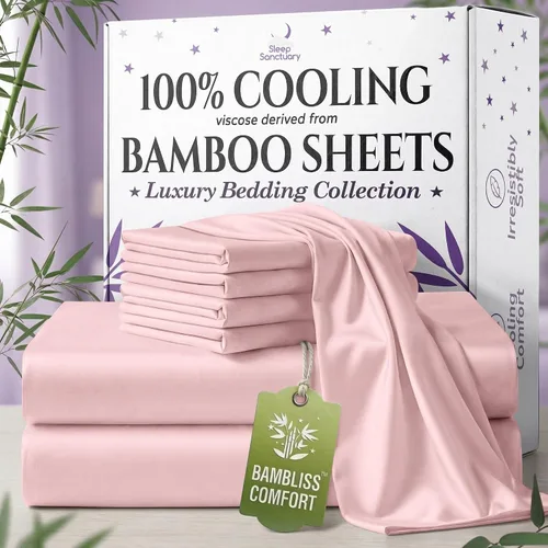Miniatura 22 de SLEEP SANCTUARY - Juego de sábanas 100% viscosa derivada de bambú tamaño individual 4 piezas – Sábanas de lujo BamBliss de enfriamiento
