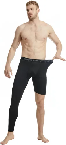 Miniatura 6 de Pantalones deportivos ajustados de una sola pierna de baloncesto para hombre, pantalones de compresión de 12 de una pierna, ropa interior atlética