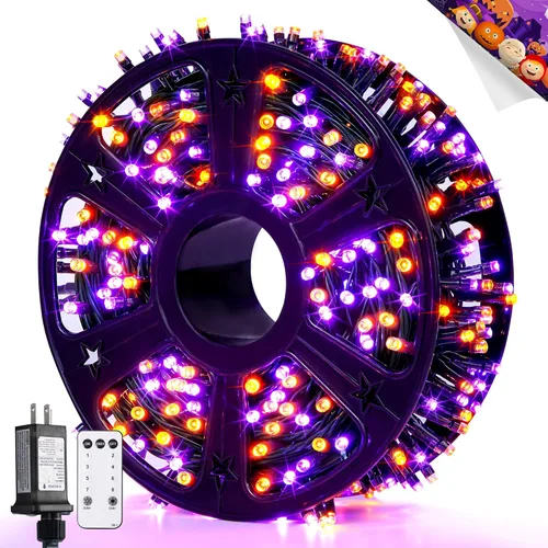 Miniatura 25 de JMEXSUSS 500 luces LED azules de Navidad al aire libre, 173 pies, 8 modos, tira de luces de Navidad, impermeable, luz LED azul para árbol enchufable