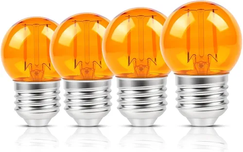 KINUR G40 Bombilla pequeña de 2 vatios a 15 vatios equivalentes, luz cálida suave de bajo consumo, ámbar tenue, LED Edison 2000K, base E26, para