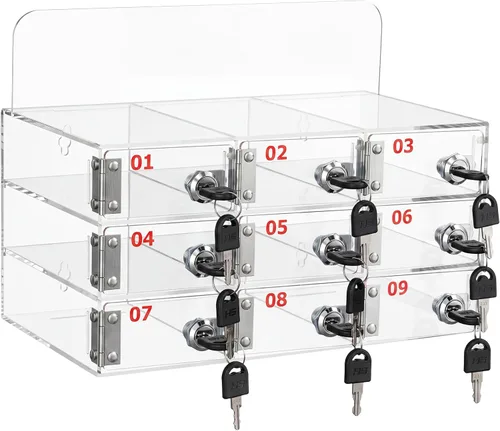 Miniatura 13 de Threan Caja de almacenamiento para teléfono celular de 12 ranuras, gabinete de almacenamiento de acrílico transparente para teléfono celular montado