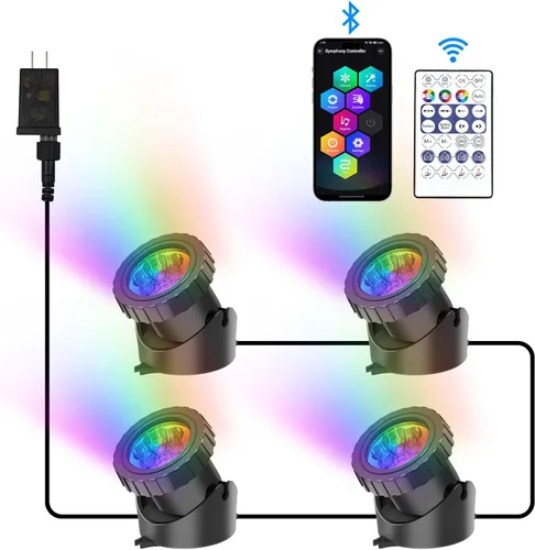 Miniatura 12 de RGB - Luces de estanque sumergibles bajo el agua, luces de fuente sumergibles LED súper brillantes, focos de paisaje de colores, control