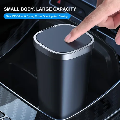 Miniatura 4 de Paquete de 2 mini botes de basura para automóvil con tapa y 90 bolsas, bote de basura pequeño para puerta de automóvil, hogar, oficina, dormitorio