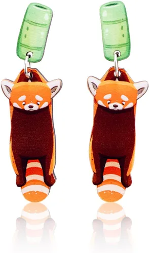 Miniatura 6 de PeachyApricot Lindos pendientes de panda rojo