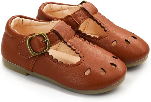 Miniatura 5 de E-FAK Zapatos Mary Jane planos con lazo antideslizante para niñas pequeñas, zapatos de vestir para primeros pasos, zapatos de boda de princesa