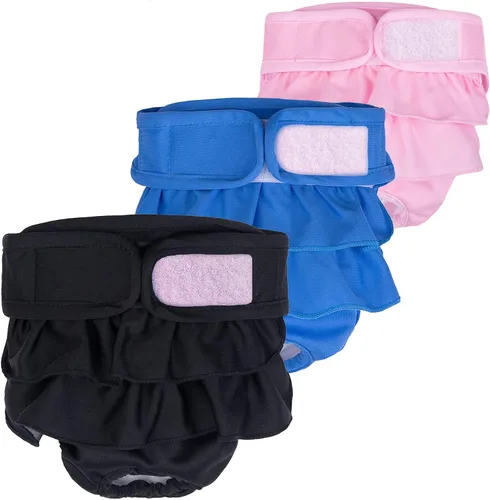 Pañales lavables para perras, pañales absorbentes para cachorros en orina emocionante, extra grandes, tamaño mediano, paquete de 3