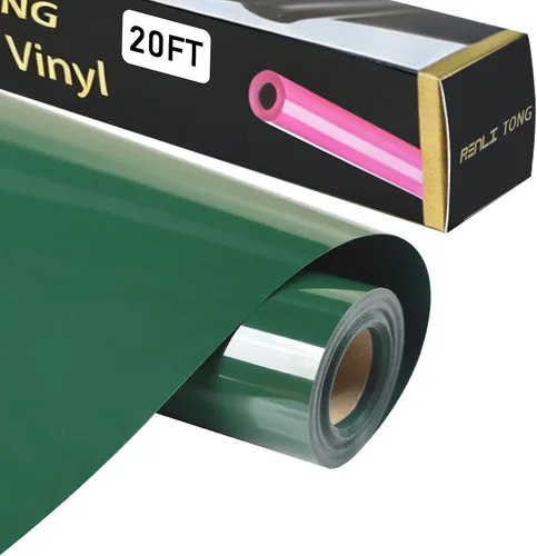 Vinilo HTV para planchar de 12 pulgadas por 20 pies, rollo de transferencia de calor HTV para camisetas, rollo de vinilo fácil de cortar y Verde