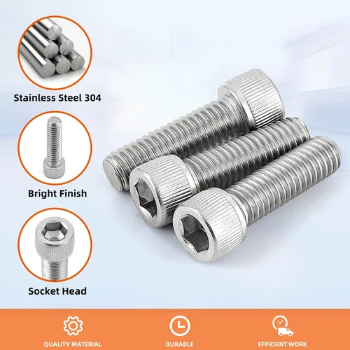 Miniatura 4 de Tornillos métricos de cabeza hueca M6-0.039 x 2.756 in, unidad de enchufe Allen, acero inoxidable 18-8, totalmente roscados, acabado brillante