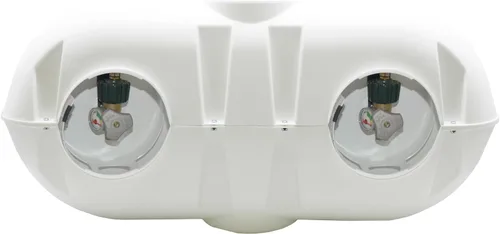 Miniatura 6 de Flame King Tapa de plástico ligero resistente para tanque de propano LP de 30LB doble para RV, remolque de viaje, autocaravana - Blanco
