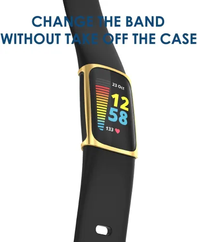 Miniatura 4 de Simpeak Paquete de 5 fundas protectoras de pantalla suaves compatibles con reloj inteligente Fitbit Charge 6 Charge 5, protección completa, rosa