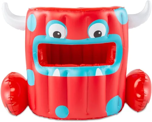 Monster Disc Can Toss - Juego de piscina, objetivo flotante inflable con discos de lanzamiento de galletas, juego de agua para fiestas en la piscina