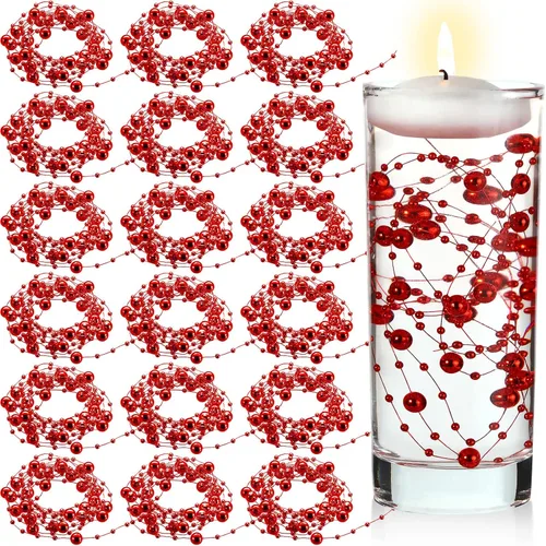 Miniatura 9 de Hicarer Cadena de perlas de 157 pies con 24 cuerdas para velas flotantes, perlas de imitación como relleno de jarrón, ideal para bodas, fiestas