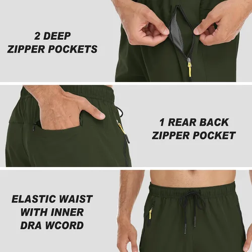 Miniatura 38 de Rapoo Pantalones ligeros para hombre con bolsillos con cremallera, secado rápido, pantalones deportivos de viaje para entrenamiento