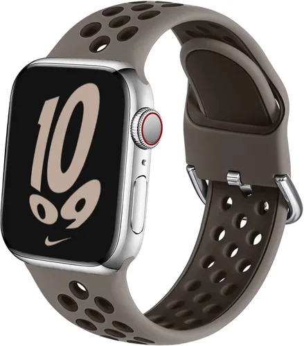 Miniatura 12 de Correa deportiva compatible con Apple Watch 42mm 44mm 45mm 46mm 49mm 38mm 40mm 41mm para mujeres y hombres, correa de repuesto transpirable de Negro
