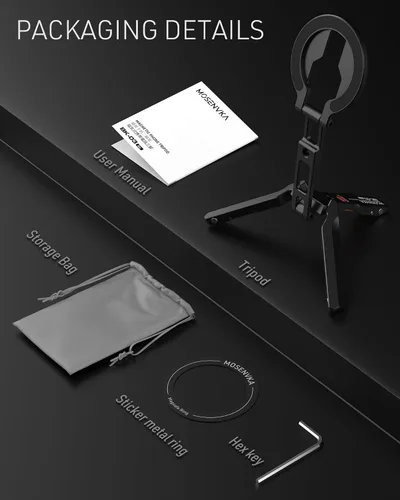 Miniatura 7 de Soporte magnético para teléfono, [ultrafino] trípode magnético para iPhone con Arca-Swiss & Cold Shoe y tornillo de 1/4 pulgadas y diseño de gancho