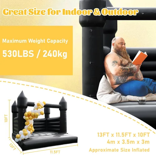 Miniatura 3 de Casa inflable negra para decoración de Halloween al aire libre, fiesta, patio, boda, castillo inflable de PVC para niños con soplador