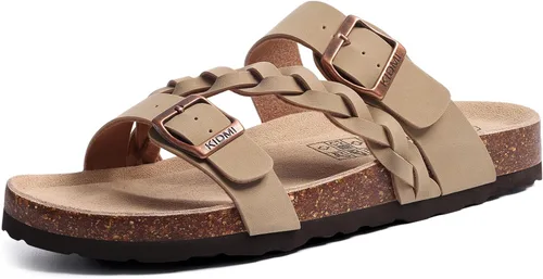 KIDMI Sandalias con plantilla de corcho para mujer con soporte de arco, cómodas sandalias deslizantes con hebilla ajustable para el verano