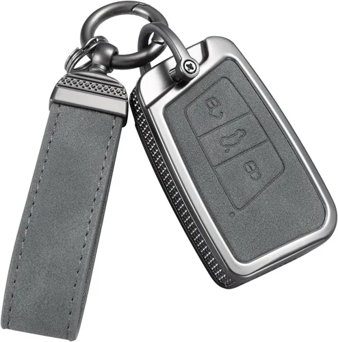 Miniatura 20 de YO&YOYE Compatible con funda para llavero VW Volkswagen con llavero protector de llave de cuero